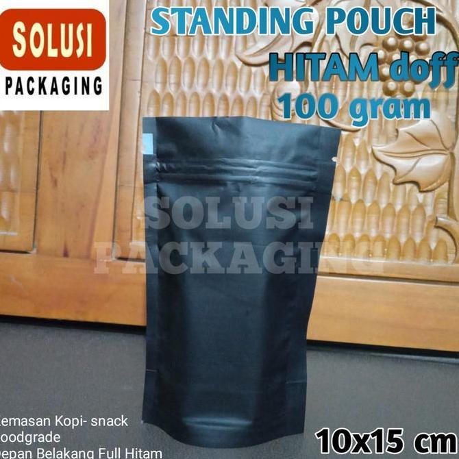 Standing Pouch HITAM DOFF 100gr Plastik Klip Kemasan Aluminium foil