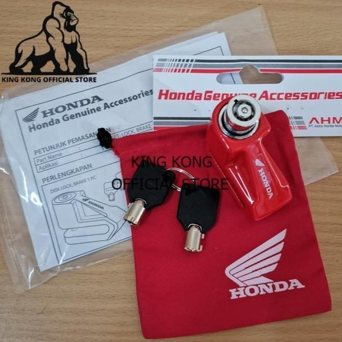 Kunci Disc Lock Gembok Piringan Cakram Motor Ori Honda AHM - Merah