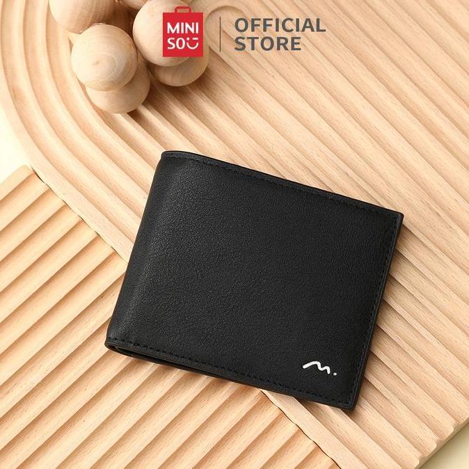Bag- Miniso Dompet Pria Men'S Wallet Short Wallet Horizontal Bifold Dompet