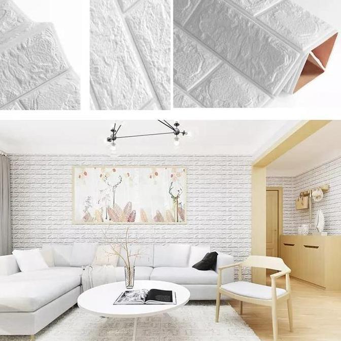 Promo NS - Wallpaper Stiker 3D Kayu Foam Tempel Dinding 50x50cm Dekorasi Kamar Plafon GS Diskon