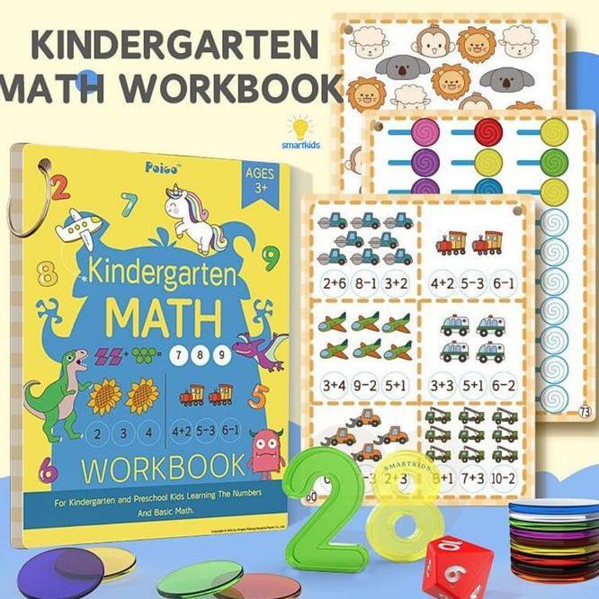 Workbook Bag Wipe Clean Buku Aktivitas Belajar Bimbel Matematika Kalkulasi Hitung Angka Huruf Warna 