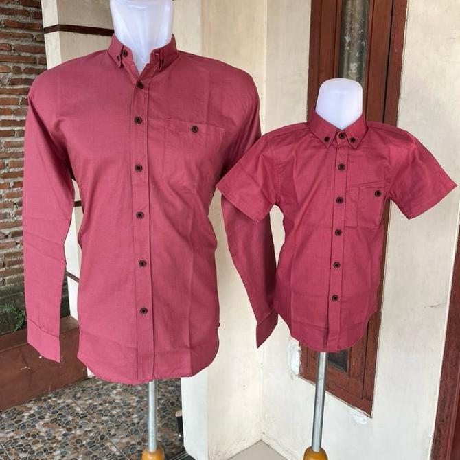 KEMEJA AYAH & ANAK DUSTY PINK KATUN PREMIUM (HARGA SATUAN)