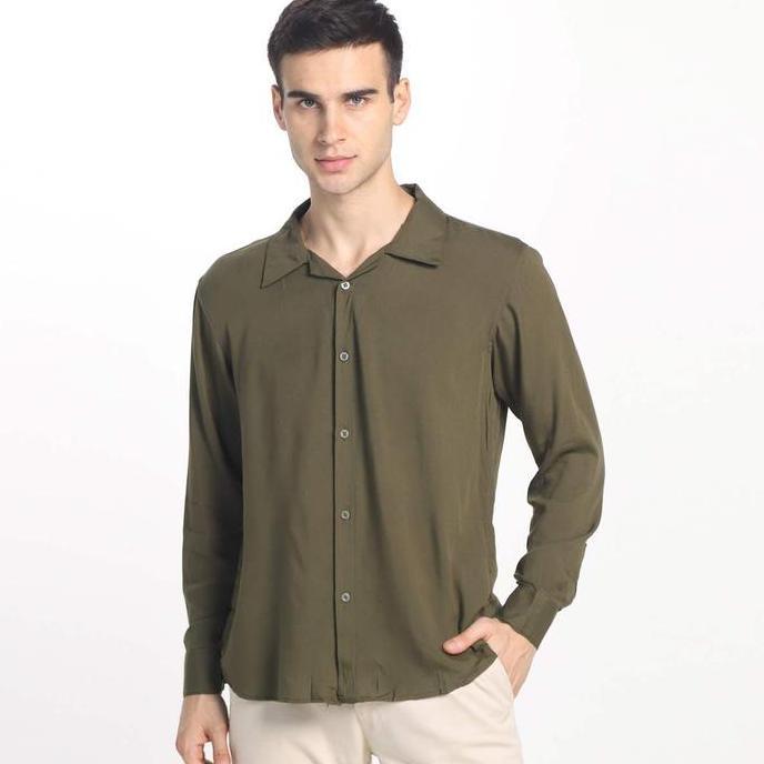 FortKlass Rayon Polos Lengan Panjang Hem Lengan Panjang Pria Kemeja Polos Pria Hem Lengan Panjang Co