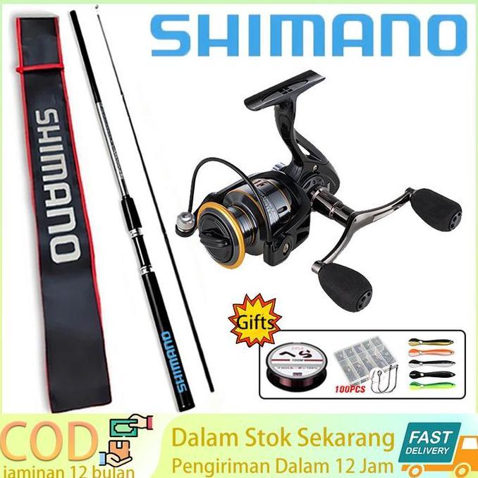 SHIMANO PAKET HITAM 2025: JORAN KARBON TELESKOPIK 1.8-3.0M + REEL LOGAM DUAL ARM HITAM (UKURAN 1000-