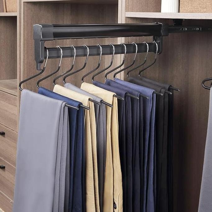 Rel Pakaian Geser Teleskopik Aksesoris Lemari Baju Clothing Rail Wardrobe Hanger Rack