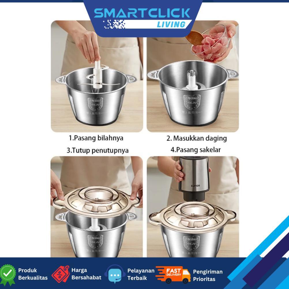 terbaru blender daging serbaguna stainless steel sus304 chopper 2l tahan karat