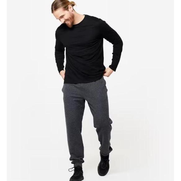 DOMYOS Kaos Lengan Panjang Pria Fit Crew Neck Olahraga Fitness