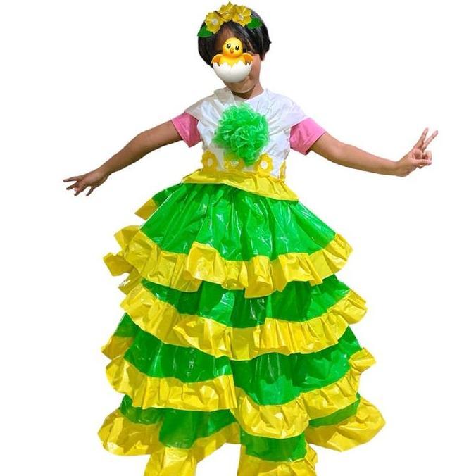 TERLARIS Kostum Daur Ulang Anak Perempuan | Kostum Karnaval dari Kresek | Kostum Gaun Cosplay dari P