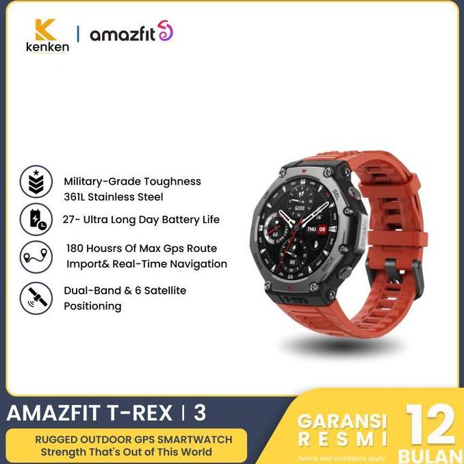 Amazfit T-Rex 3 & T-Rex Pro Smartwatch 1.39 Amoled Garansi Resmi