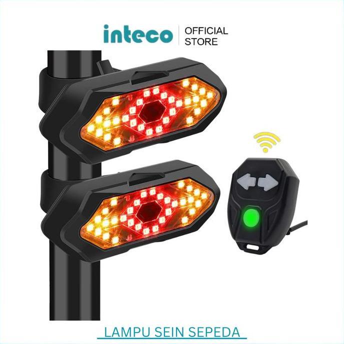 Lampu Belakang Sepeda Nirkabel USB Recharge Lampu Sein Sepeda Remote Control Peringatan Keselamatan