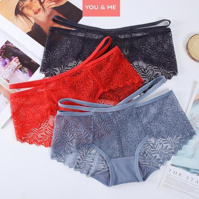 Promo Celana Dalam Wanita Renda Pinggang Tali Berongga Diskon