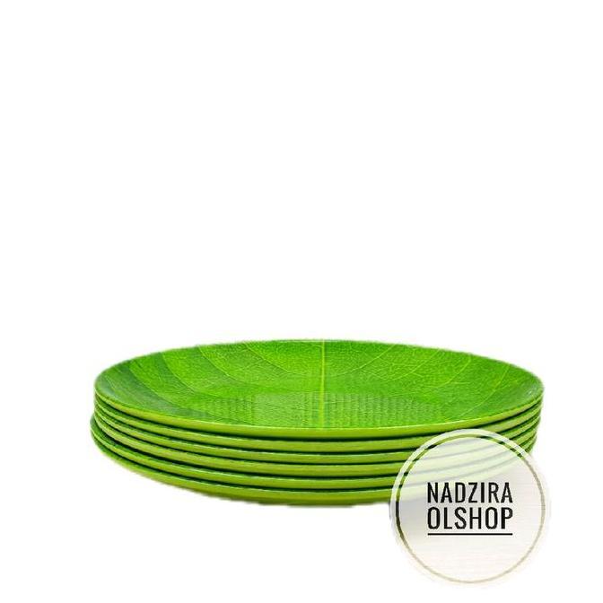 Paket 12 pcs piring makan melamin cekung motif daun - piring makan - piring daun tebal. Kitchenware 