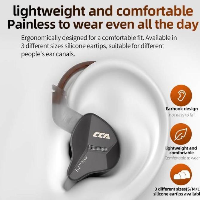CCA FLA Single Dynamic Driver Resin Metal Earphone with MIC