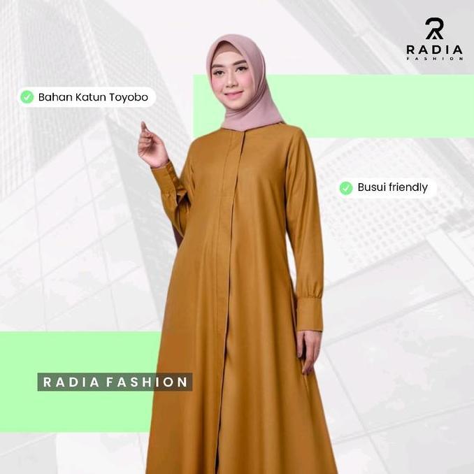 Radiafashion Gamis Toyobo Premium Polos Hitam Navy Katun Wanita Muslim Atasan Formal Nyaman - Dress