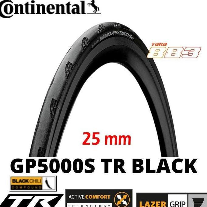 Promo Ban Continental GP 5000 S TR - Black Tubeless Ready Hookless STR 700x25c 25mm COD