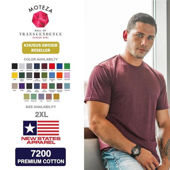 Kaos Polos Combed 24s - NSA Premium Cotton 7200 - XXL - WARNA HEATHER