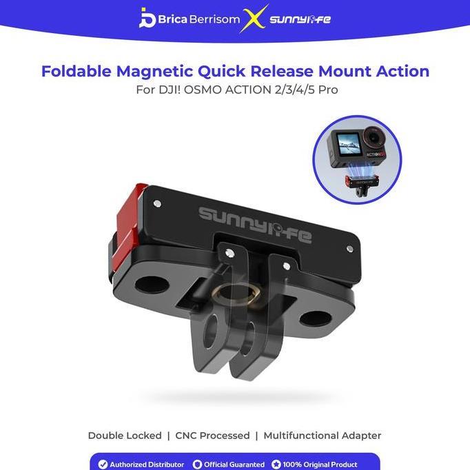Wasihan500 - Sunnylife Foldable Magnetic Adapter For Dji Osmo Action 5 Pro / Action 4 / Action 3 / A