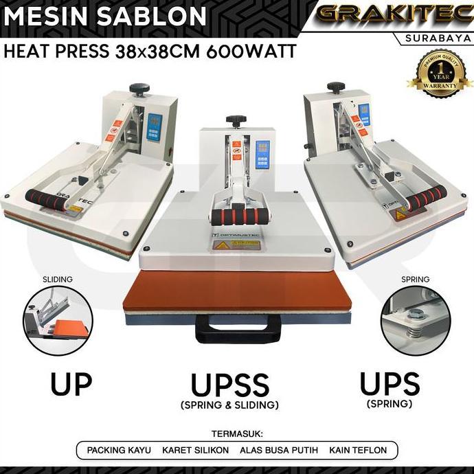 NEW Mesin Press Sablon Kaos 38x38 600 Watt Grakitec SBY