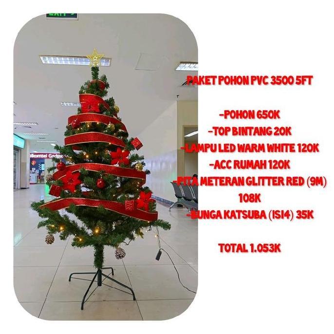 Paket pohon natal 150cm PVC pohon natal murah pohon natal lengkap accesories