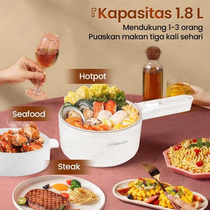 sabarshopss - afiliasi eksklusifbravhom panci listrik cooking pot multifungsi berdaya dua kecepatan 