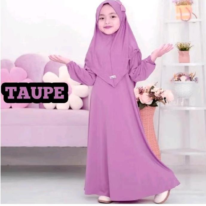 Set Pakaian Gamis Alea Anak Perempuan Hijab Crinkle Airflow Halus Hitam Putih Ukuran M/L/XL Syari Ny