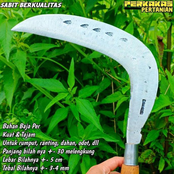 Sabit arit bahan baja full per 100% asli baja tajam dan kuat untuk ranting, rumput, pakchong dll