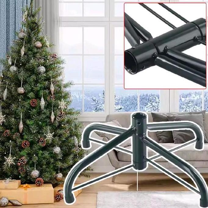 Kaki Pohon Natal Stand Logam Berdiri Dasar Rak Aksess untuk Dekorasi Natal 45cm/50cm Besi Hijau Mode