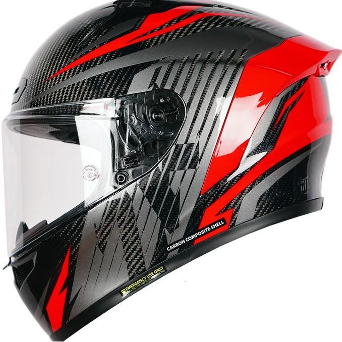 NJS ZX-1R CARBON DEXTRO Red Gloss/Doff - Helm Full Face | ZR Carbon | NJS Carbon | Helm Carbon | NJS