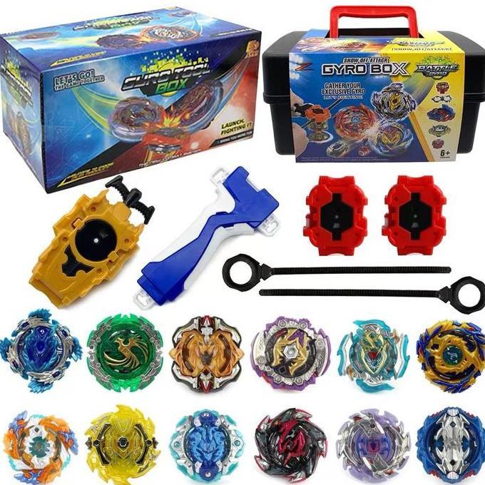 Bomransit_1 - beyblade alike spinning toys set with launcher gyro box adu gangsing mainan