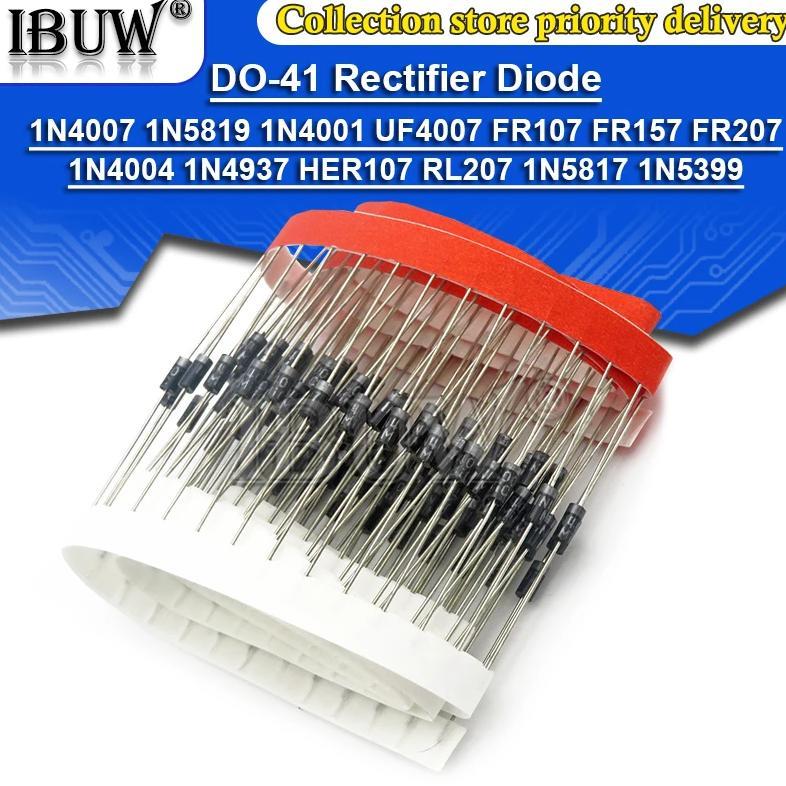 100PCS 1N4007 1N5819 1N4001 UF4007 FR107 FR157 FR207 1N4004 1N4937 HER107 RL207 1N5817 1N5399 DO-41 
