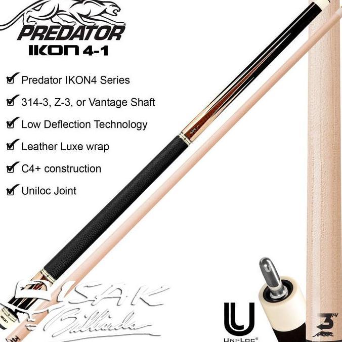 TERBARU - Predator IKON4-1 Uniloc low Deflection Billiard Cue Stick Stik Biliar