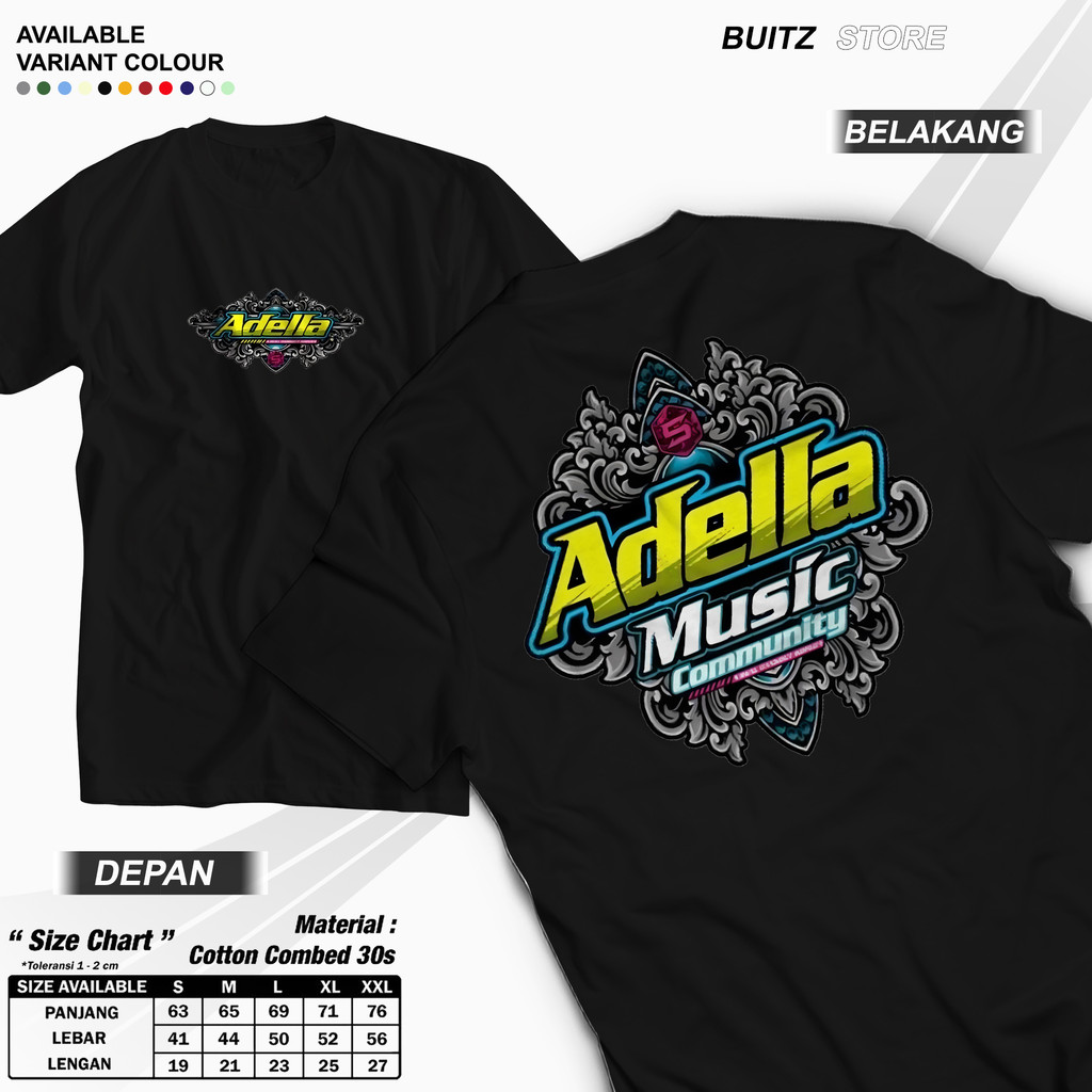 Kaos Adella Music Community ADELLA FANS MUSIC/ kaos Distro motif kata Adella Music Community ADELLA 