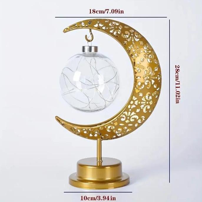 Lampu Lentera Bulan Bintang LED Warm White Dekorasi Hiasan LED Muslim Hiasan Idul Fitri Souvenir Ram