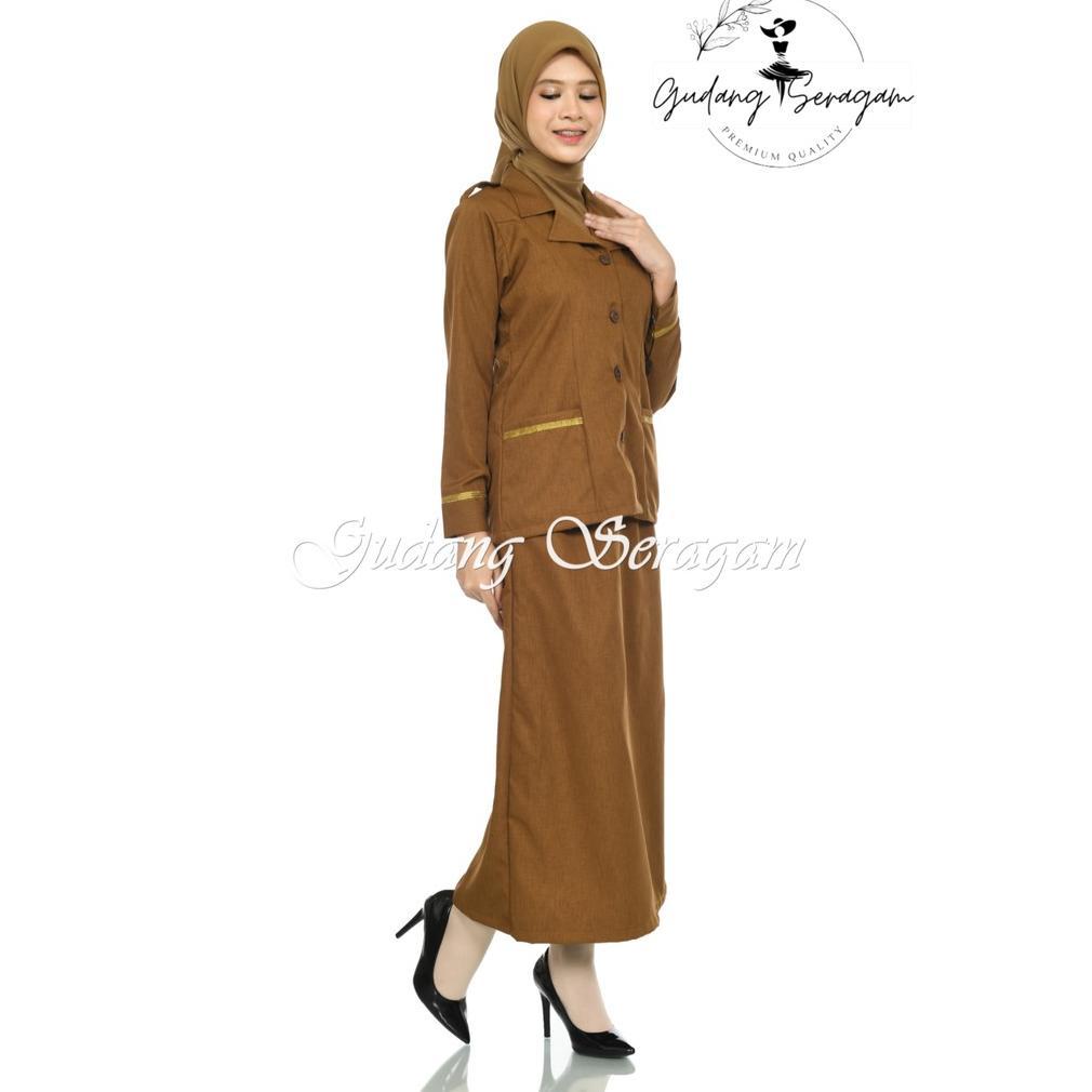 Gratis Ongkir Setelan Rok Pns Wanita Khaki Tua Dan Keki Muda Seragam Pns Wanita Terbaru