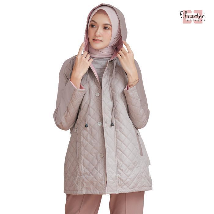 Elzanteri Apparel - Jaket Wanita Parasut Waterproof Muslimah Hijab Parka Casual Korean Style