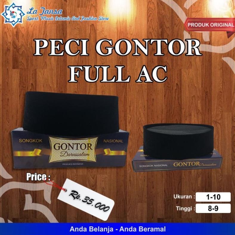 HOT Peci Songkok GONTOR Full AC Hitam Berkualitas Cocok untuk Santri, Dewasa, Haji, & Ibadah Sehari-