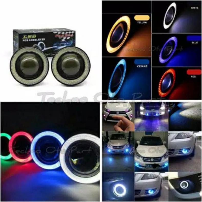 FOGLAMP ANGEL AYES UNIVERSAL 89MM 1SET KANAN KIRI / LAMPU KABUT LAMPU SOROT BEMPER /variasi lampu mo