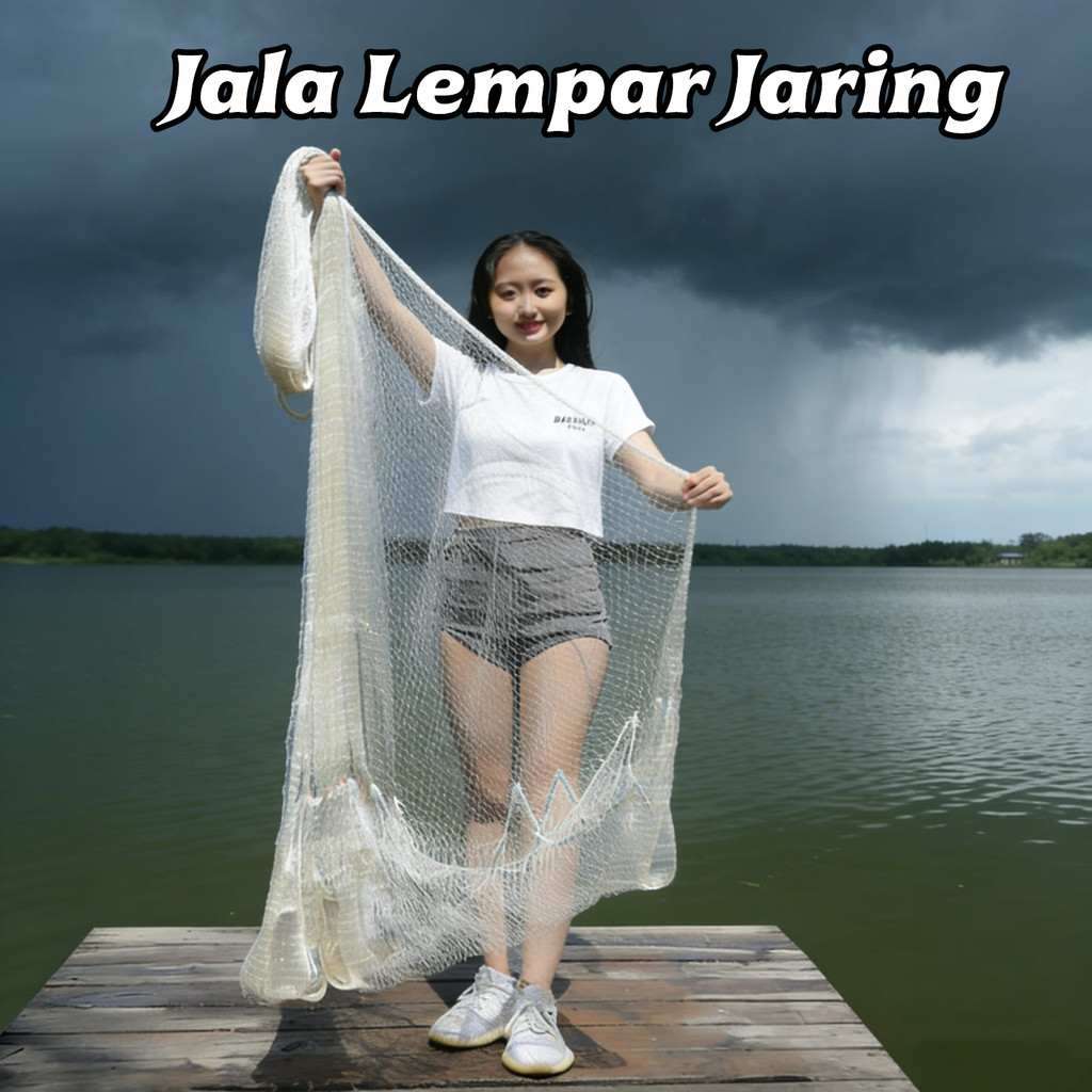 Jala lempar ikan/udang 14feet obral senar, 4mtr siap pakai bisa cod