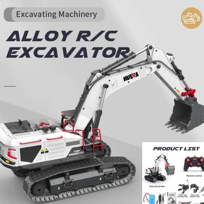 Huina 1594 Excavator Alloy 114 Drill Grabber Rc Alat Berat Rtr