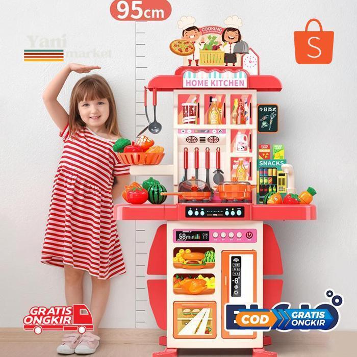 YANIMARKET MAINAN MASAK MASAKAN JUMBO 95CM KITCHEN SET UAP DAN WASTAFEL DAPUR SPRAYING MIST ZX41