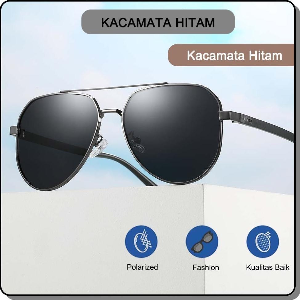 Ready Frame Kacamata Hitam Polarized Pria Cowok Wanita Keran Besar Elastik TR90 Besi Aviator UV400 A