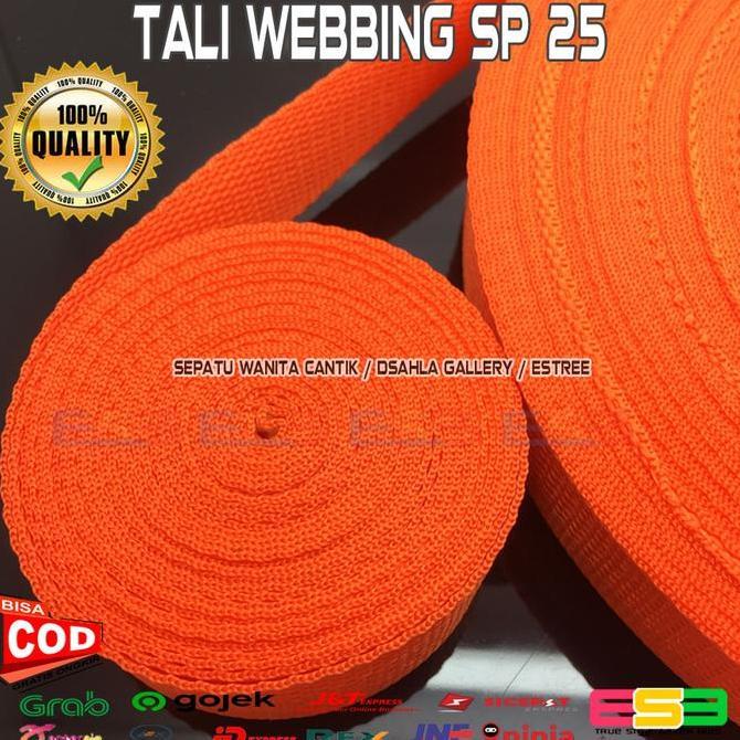 TALI WEBBING WEBING 2.5 CM TEBAL KUAT PITA BISBAN ORANGE KODE 775