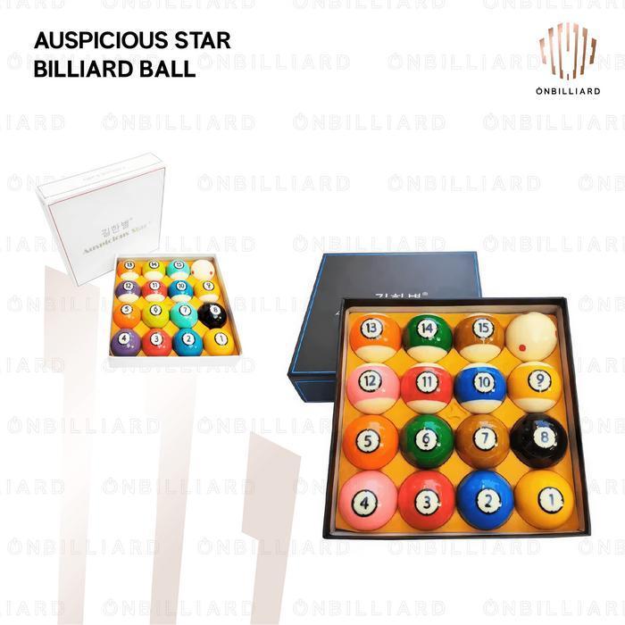 TERLARIS AUSPICIOUS STAR Billiard Ball Set TV Pro Cup 57.2mm Black White Bola Billiard DOT AUSPICIOU