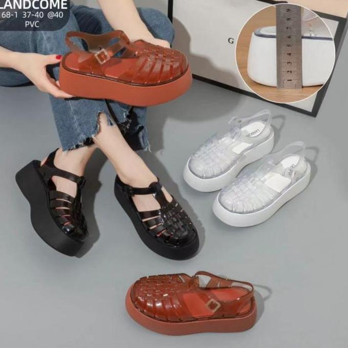Sandal Sepatu Wedges Jelly Ankle Strap/Sandal Wedges Wanita/Sepatu Jelly wedges/Sandal Jelly Import 