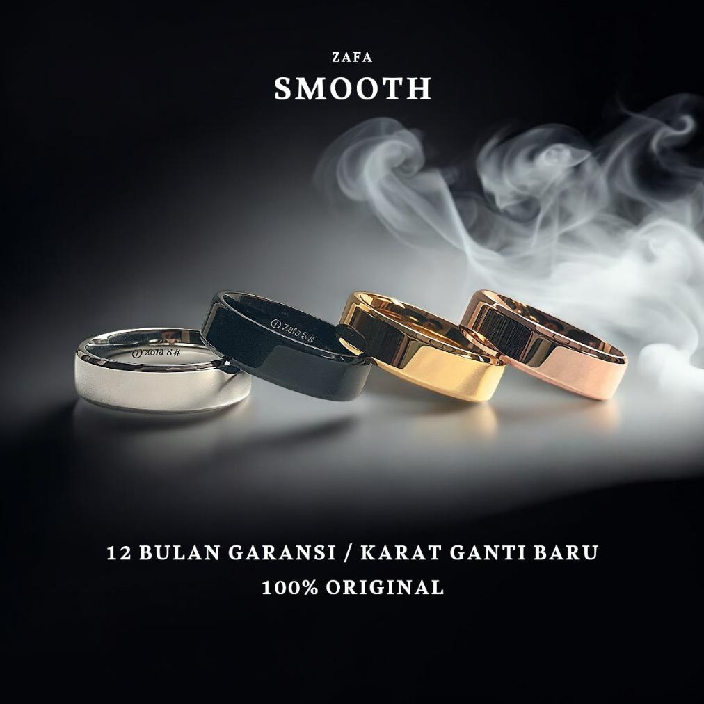 Zafa Cincin Titanium Pria Wanita 6mm 4mm Anti Karat - Smooth