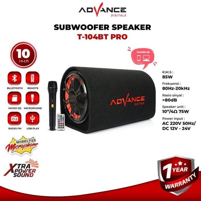 Speaker Advance T104BT-Pro 10 inch Musik Box Bluetooth Free Mic