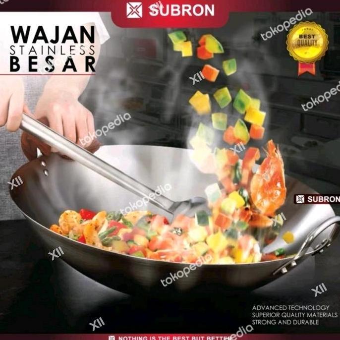 promo SUBRON STWSS~32 JUMBO Stainless WOK 32 Cm Wajan Kuali Besar Tebal terlaris