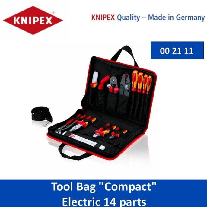 VELOVY Tool Kit Set Listrik 14 pcs Knipex 00 21 11 Tool Bag "Compact" Electric 14 parts
