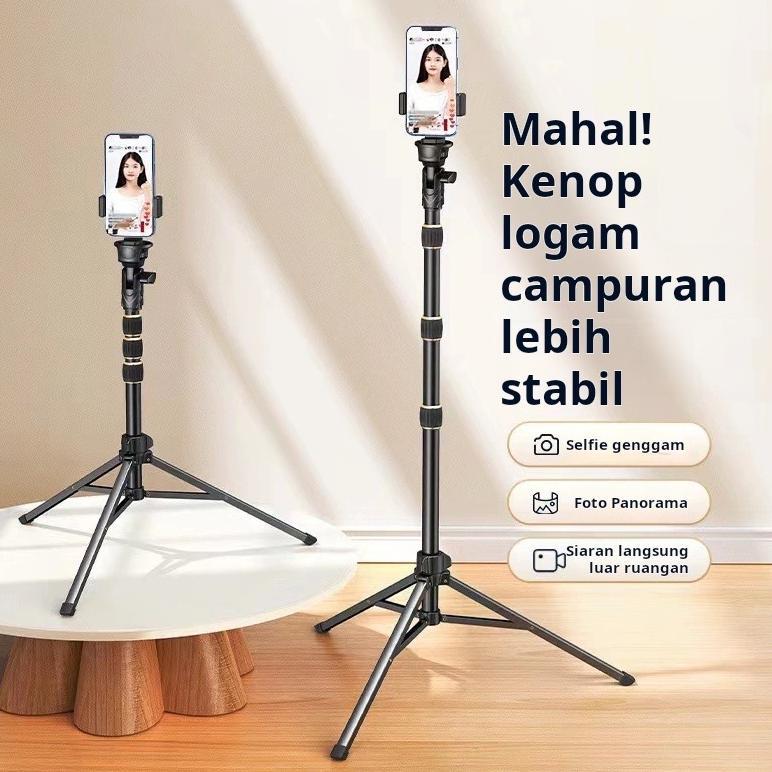 Tripod 2,1 meter Besi Tripod Tongkat Selfie Ringlight HP Kamera Lengkap Holder HP, Premium Tripod 2,