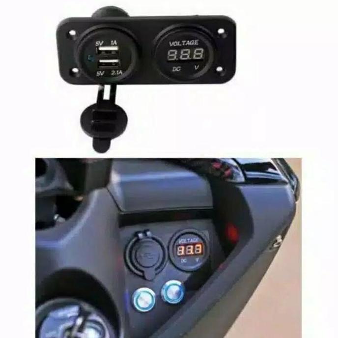 ERAZORM Casan HP Casger HP Motor Volt Meter + USB Port Untuk Motor Nmax